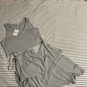 Gray Sleeveless Top and Pants Set